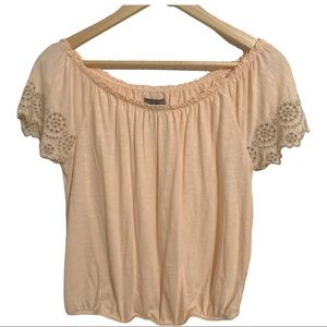 American Eagle Outfitters Cotton Modal Eyelet Top Small Petite